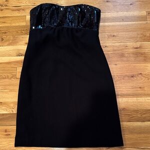 Ann Taylor Black Strapless Dress with Sequin Detail